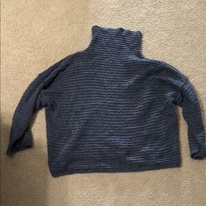 Aerie Blue Turtleneck Sweater with Ribbed Texture